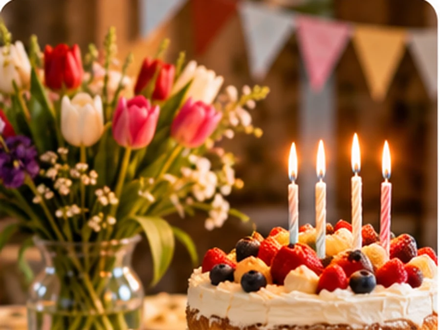 Een felicitatie en bloemen voor een mooi moment